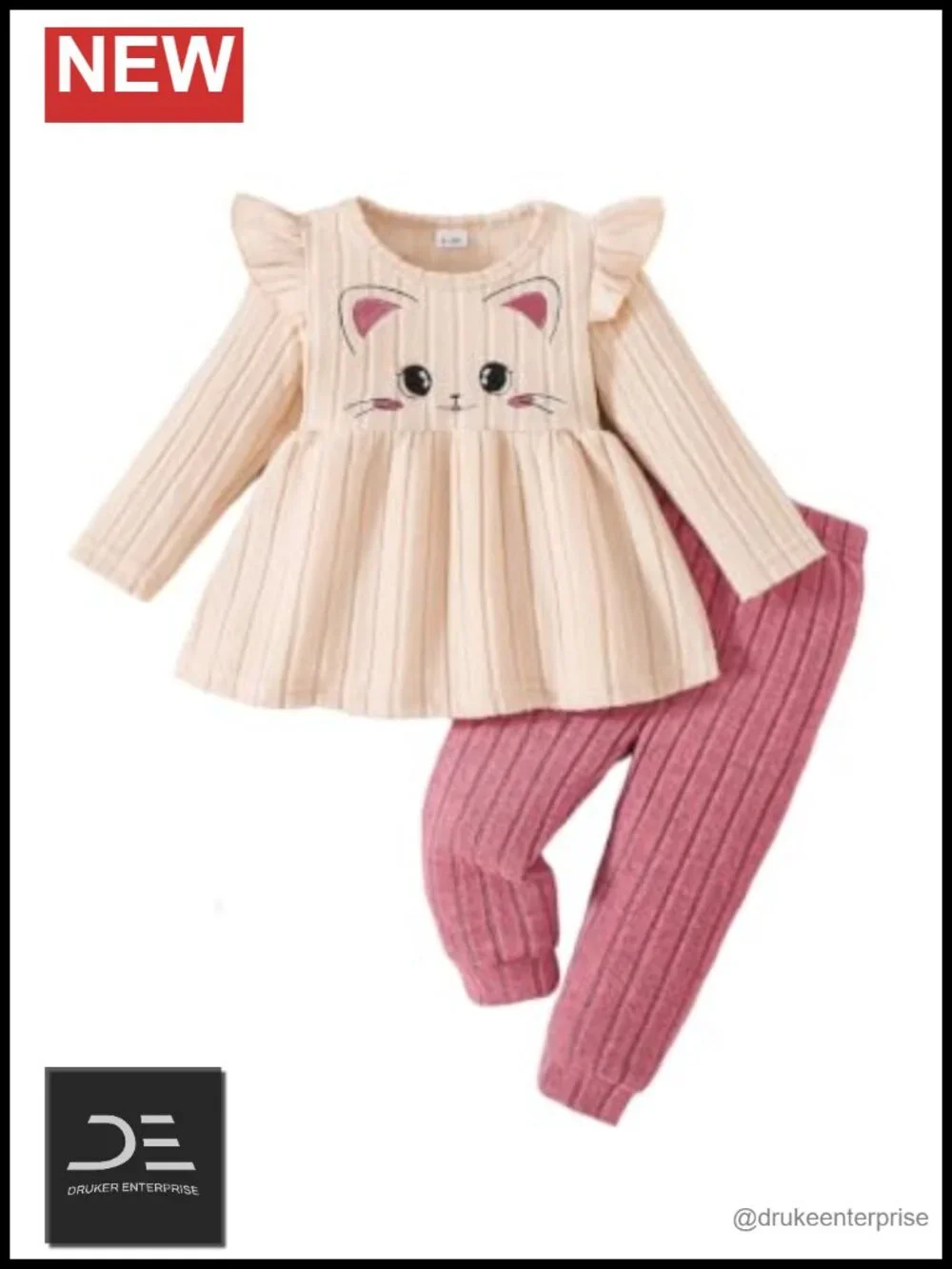 Baby Girls Long Sleeve Ruffle Top & Pant Set Cotton Blend 2 Piece Fall Winter